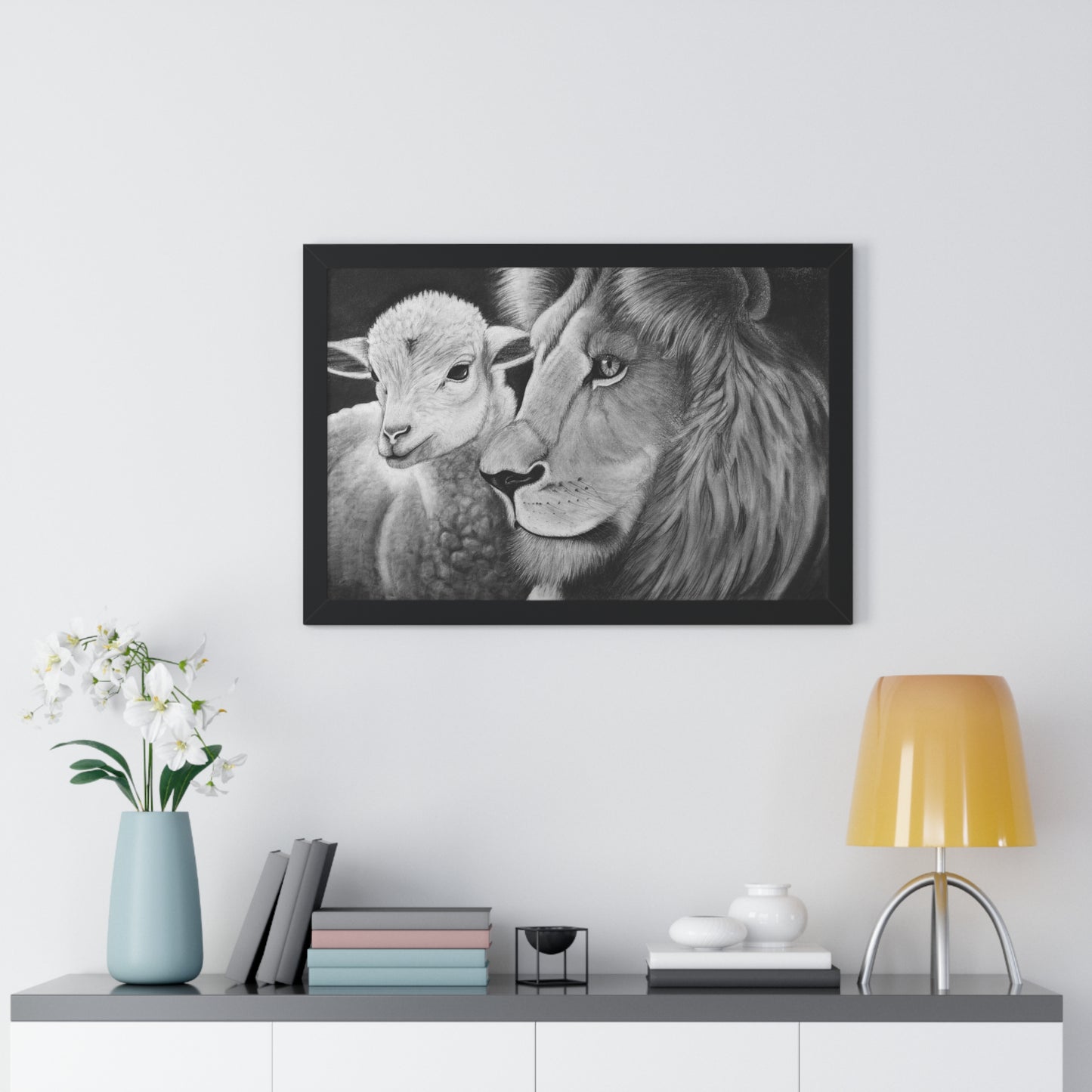 "LION & LAMB" Framed Horizontal Print